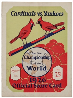 1926 Cardinals vs Yankees World Series Program